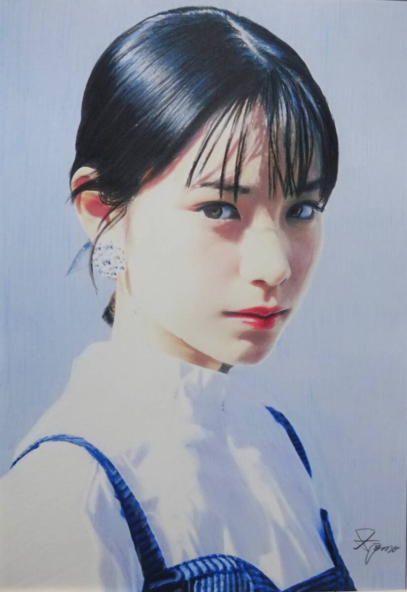 【真作】 S.Tomo 直筆サイン有り 色鉛筆画 真筆 人物画 写実画 美人画 真作】 S.Tomo 直筆サイン有り 色鉛筆画 真筆 人物画 写実画 美人画