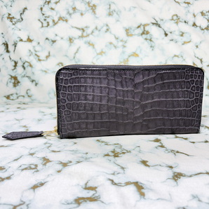 【High class:ポロサス】(アッシュバイオレット) firebird【NO.25】 ラウンドロング スモールクロコダイル 男女兼用 プレゼントにも