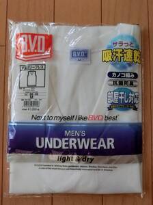 新品 BVD V首スリーブレス Mサイズ Vネック Tシャツ 紳士肌着 白 抗菌消臭 吸汗速乾 カノコ編み 部屋干し対応 ホワイト 未開封