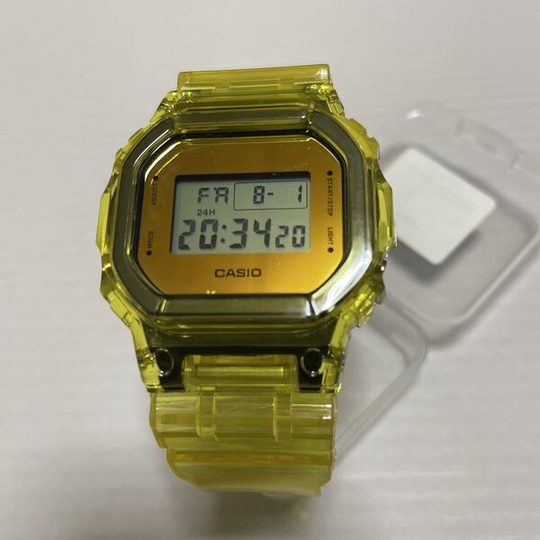 送料無料 DW-5600BBMB G-SHOCK ゴールドフェイス CASIO イエロー スケルトン ベルベゼ交換品 透明 スピード クリア カスタム パーツ 黄