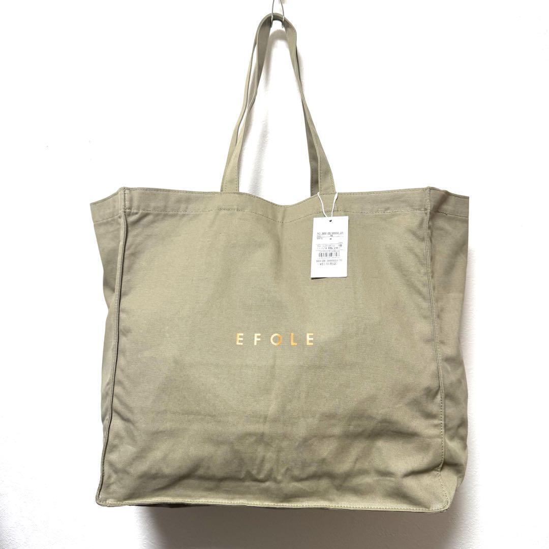 [EFOLE] キャンバス ロゴ トートバッグ　カーキ　503253000223