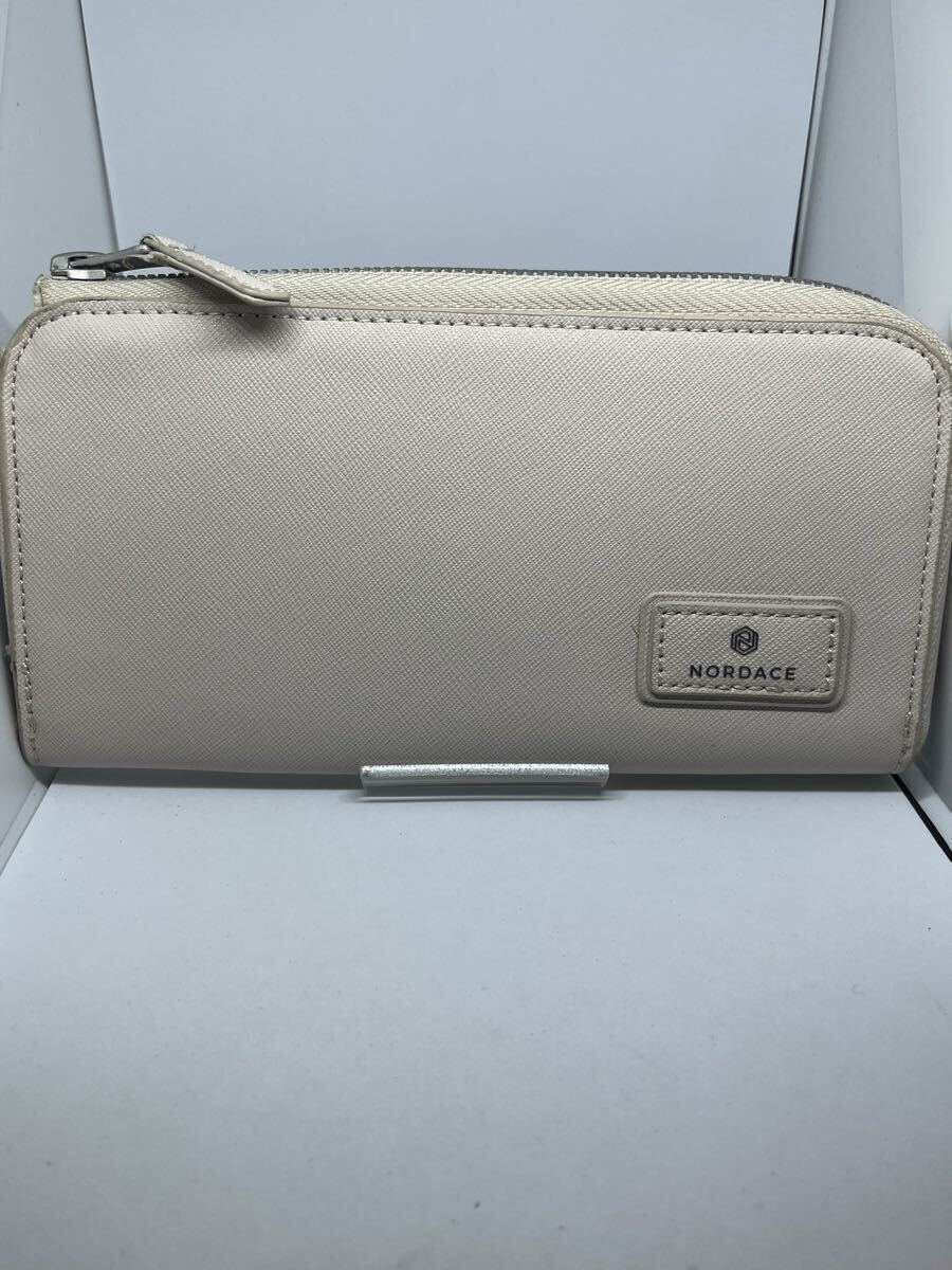 NORDACE L字ファスナー長財布 レザー　ベージュ　ロングウォレット　メンズ