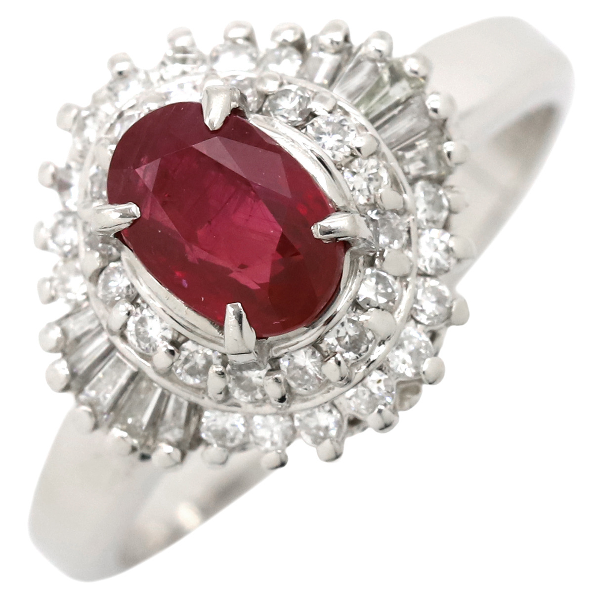 リング 指輪 ルビー ダイヤリング Pt900 シルバー レッド 赤 12号