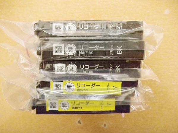 即決 送料込 期限不明 エプソン 純正 インク リコーダー RDH-Y RDH-BK イエロー ブラック 2色5コ 箱ナシ