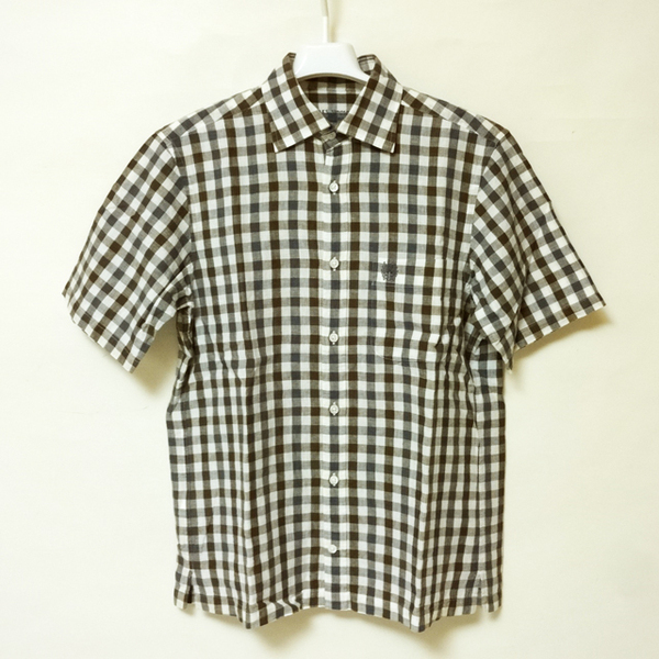 DAKS LONDON ダックスロンドン メンズM リネンコットン チェックシャツ 半袖 中古 送料込み