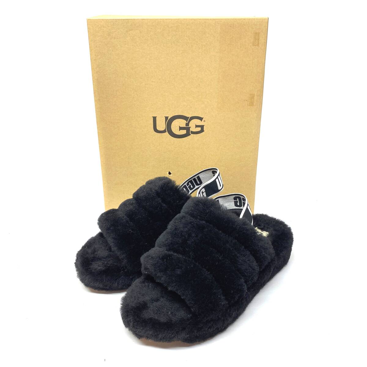 【新品未使用】UGG フラッフイヤースライド 25cm ブラック UGG W FLUFF YEAH SLIDE BLACK アグ ウィメンズ フラッフ イヤー