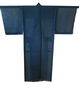 時代屋 裄65.6cm 夏物 男性用 ちぢみ 高級ポリエステル 仕立上り 居敷当て付 152cm~158cm Em965