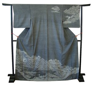 時代屋 裄69.4cm ロング寸 極上縮緬地 江戸小紋 附下げ 訪問着 正絹 仕立上り 袷 共八掛 158cm~165cm HH2054