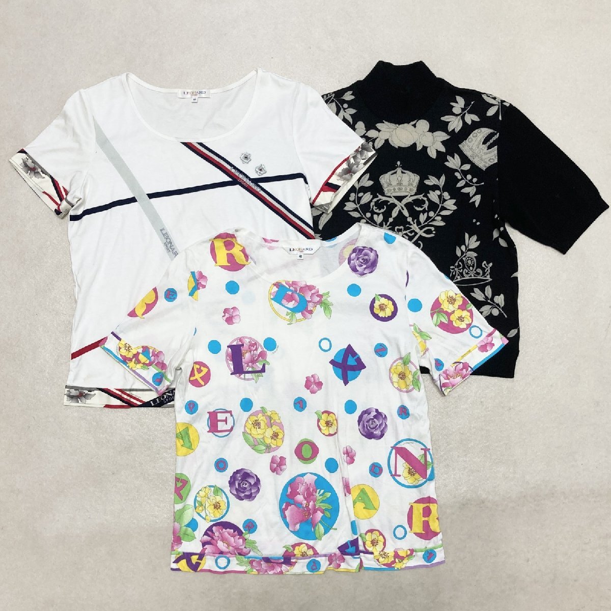 【レオナール】コットンハートロゴTシャツカットソー☆ リブ花柄ライン☆白☆L 2025年最新】Yahoo!オークション -「レオナール カットソー」の