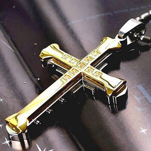 新品1円~★送料無料★七色ダイヤモンド 黄金メタルゴールド十字架 K18GFゴールドネックレス誕生日プレゼント旅行秋祭冬連休ギフト国内発送