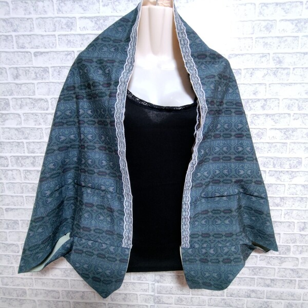 ボレロ…モモンガ…ポンチョ*着物リメイク ハンドメイド 総柄 レトロ柄 カーディガン 羽織