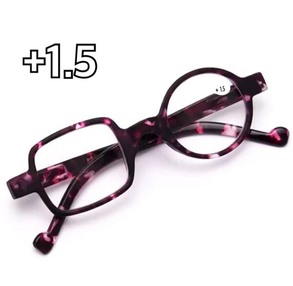 +1.5 老眼鏡 おしゃれ レトロ 丸形 四角形シニアグラス リーディンググラス ブルーライトカット メガネ