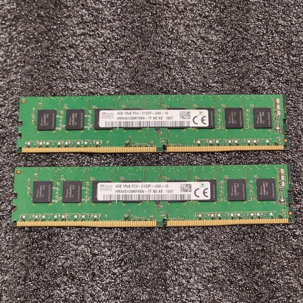 SK HYNIX DDR4-2133MHz 8GB (4GB×2枚キット) HMA451U6MFR8N-TF 動作確認済み デスクトップ用 PCメモリ