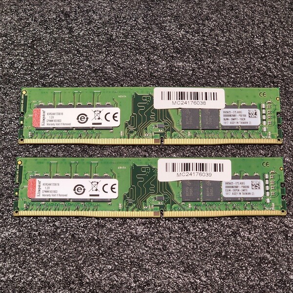 Kingston DDR4-2400MHz 32GB (16GB×2枚キット) KVR24N17D8/16 動作確認済み デスクトップ用 PCメモリ