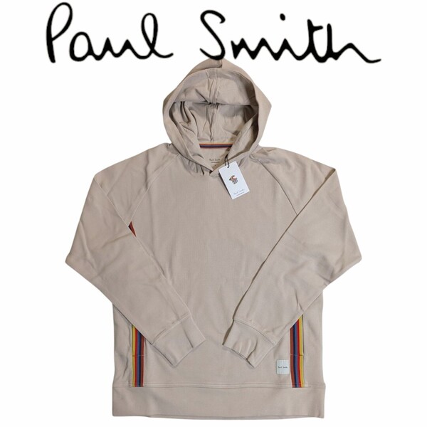 新品 ポールスミス Paul Smith プルオーバー パーカー M ラウンジウェア アーティストストライプ ベージュ メンズ