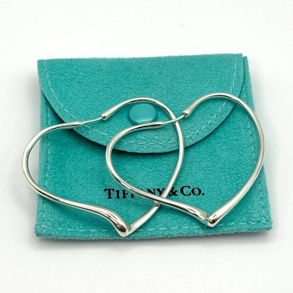 TIFFANY&Co. エルサペレッティ 美品 ティファニー オープンハート フープピアス ミディアム M スターリングシルバー Elsa Peretti