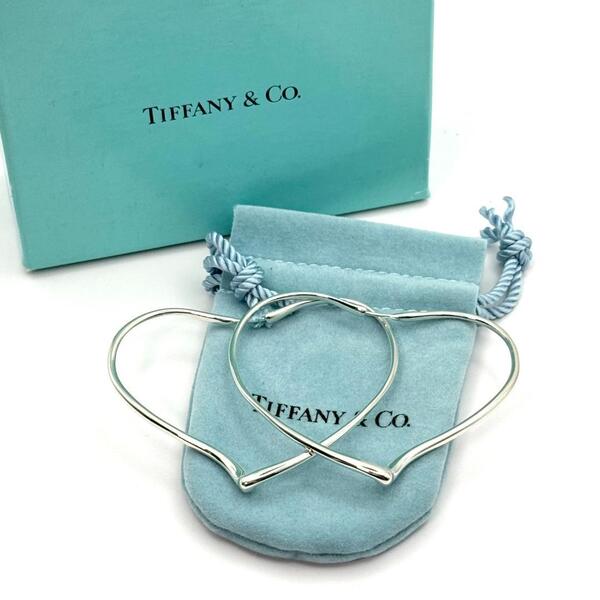TIFFANY&Co. エルサペレッティ 美品 ティファニー オープンハート フープピアス L ラージ スターリングシルバー Elsa Peretti