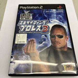PS2ソフト エキサイティングプロレス3 店頭買取品、箱・説明書付き、ディスク傷無し、管理No.4487