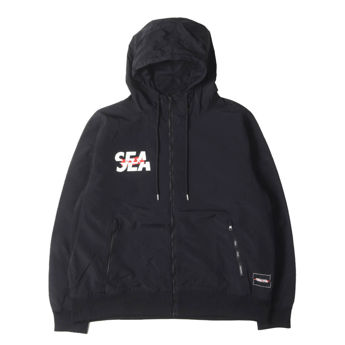 ウィンダンシー バックロゴ パーカー 黒 フード ダメージ加工 美品 パイル L ウィンダンシー バックロゴ パーカー 黒 フード ダメージ加工 美