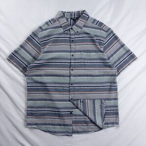 US Vintage George コットン100% ボタンダウン 異素材 立体 刺繍 エスニック 民族 ボーダー 総柄 デザインシャツ