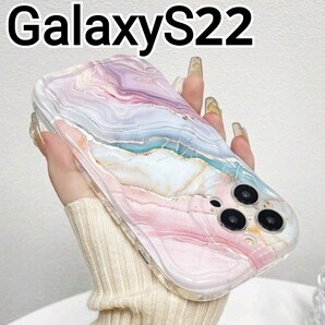 GalaxyS22 ケース マーブル ウェーブフレーム なみなみ Galaxy S22