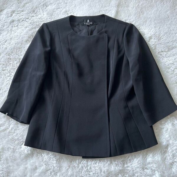 LANVIN NOIR ランバンノワール ブラックフォーマル ノーカラージャケット 美品 XL 42