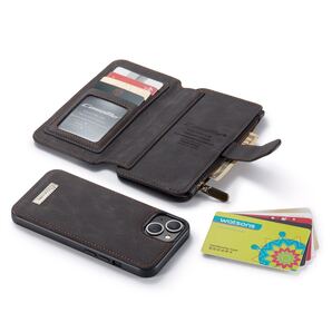 iPhone 13 レザーケース アイフォン13 ケース 手帳型 お財布付き カード収納 財布型 黒