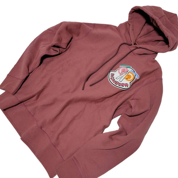 新品 本物 モンクレール MONCLER インパクトのあるビッグフェイス刺繍ロゴワッペン スウェットパーカー肉厚生地 HOODIE フーディー L