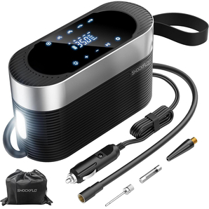 ShockFlo 電動空気入れ エアコンプレッサー 自動車 自転車 空気入れ 7800mAh 大容量バッテリー搭載
