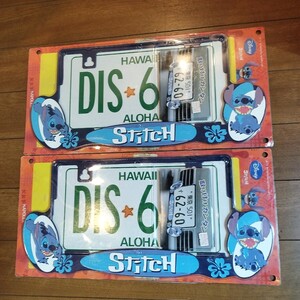 2個セット 未開封 ディズニー  スティッチ ナンバープレート ライセンスフレーム ナンバー枠