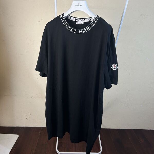 【レアサイズ】【美品】MONCLER モンクレール襟レタリング半袖Tシャツ黒XXL