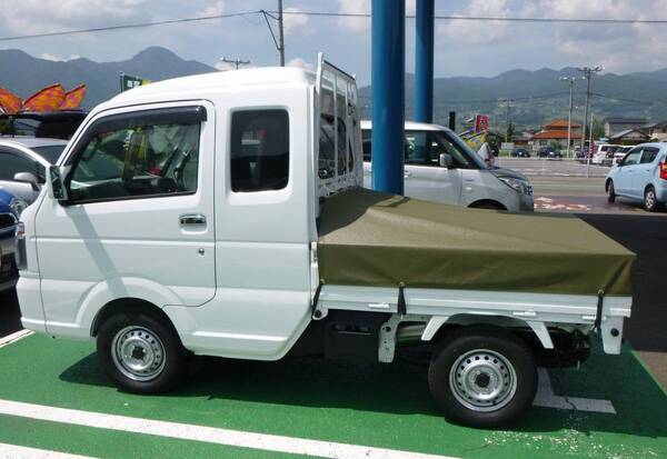 No4 送料無料 ゴム付属ですぐに使えます スーパーキャリー 荷台シート ゴム位置をフックに合わせます 日本製生地使用 防水シート スズキ