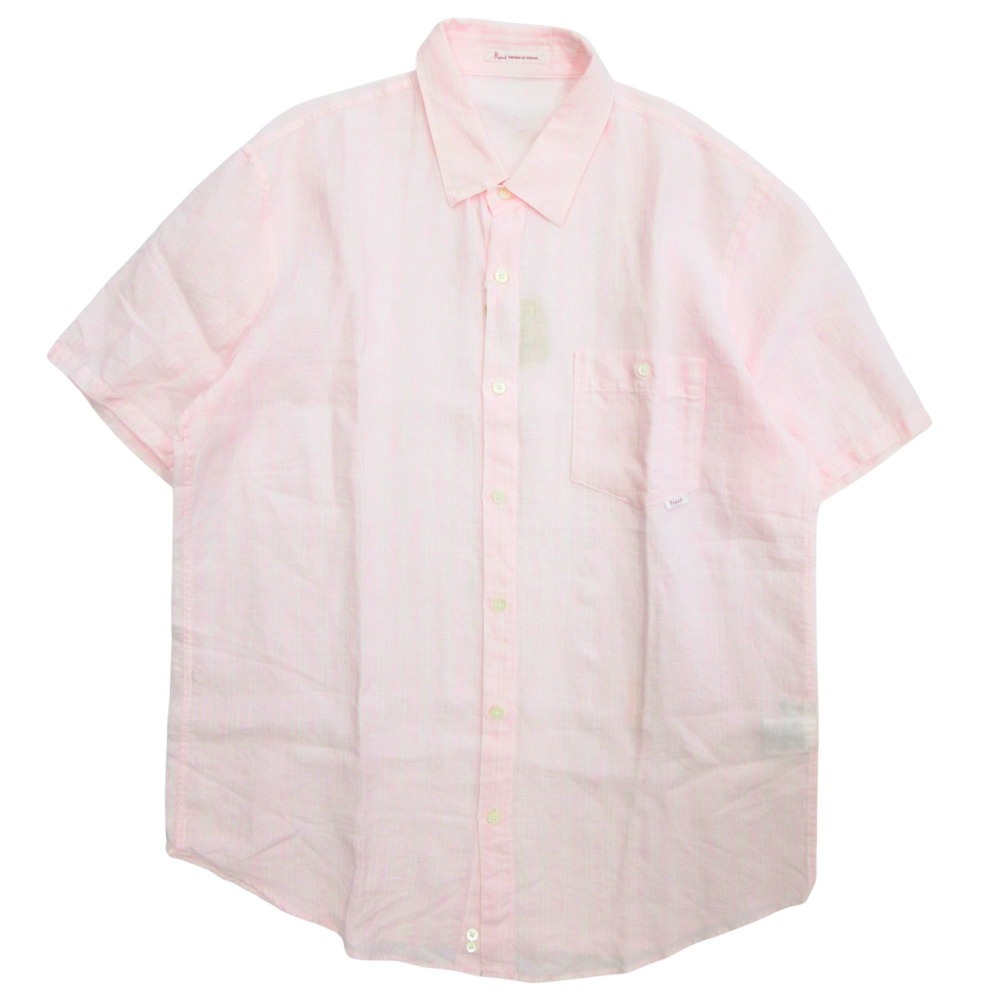 Papas 麻100 半袖 シャツ ホワイト 柄 タグ付き新品 Papas 麻100 半袖 シャツ ホワイト 柄 タグ付き新品 リネン