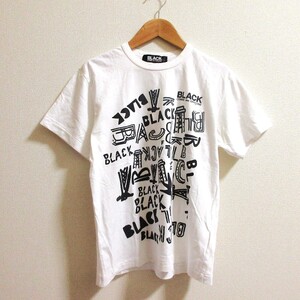 美品 24SS BLACK COMME des GARCONS ブラックコムデギャルソン ロゴプリント 半袖 Tシャツ カットソー 1M-T504 サイズM ホワイト