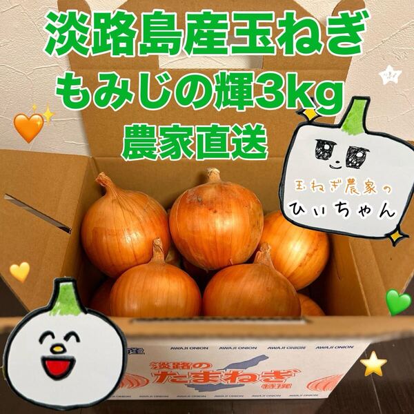 淡路島産完熟成玉ねぎ晩生もみじの輝3kg☆農家直送