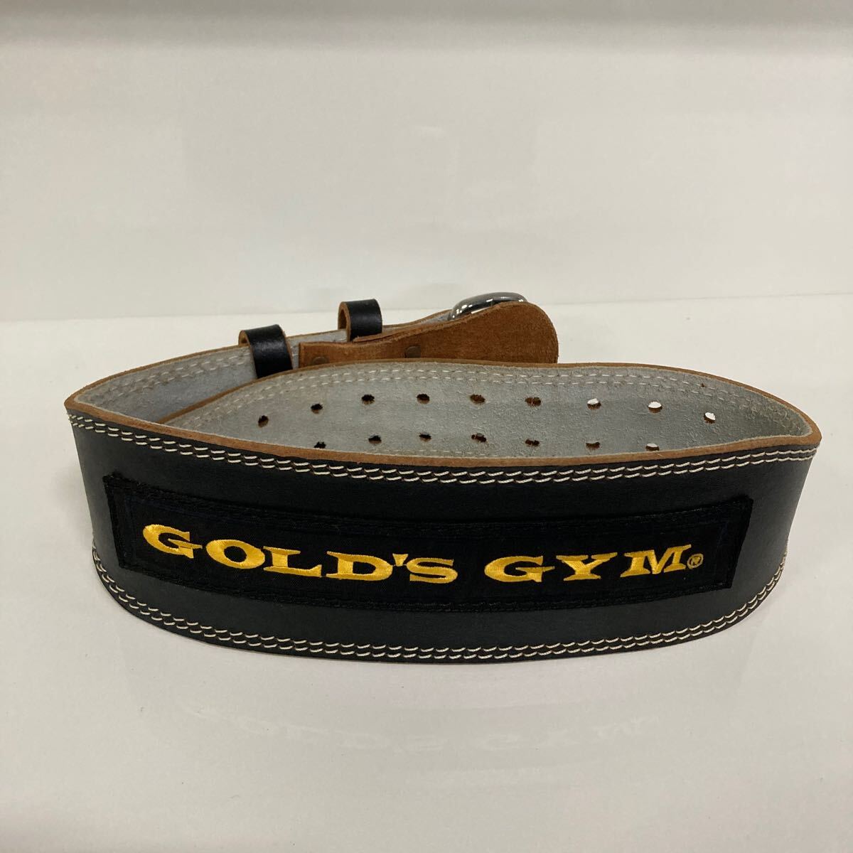 パワーベルト「ゴールドジム」Mサイズ・未使用品 ゴールドジム GOLD'S GYM プロレザーベルト G3324 トレーニング