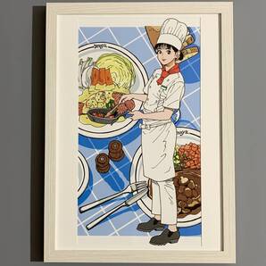 ■江口寿史■「Denny's 『夏のメニュー』 イラスト 1996」/A4額装品/デニーズ/ファミレス/美人画/貴重イラスト/印刷物/インテリア G3376