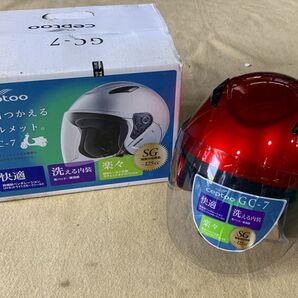 詳細不明 タグ付き ヘルメット ceptoo GC-7 125cc以下用 フリーサイズ キャンディーレッド バイク用品