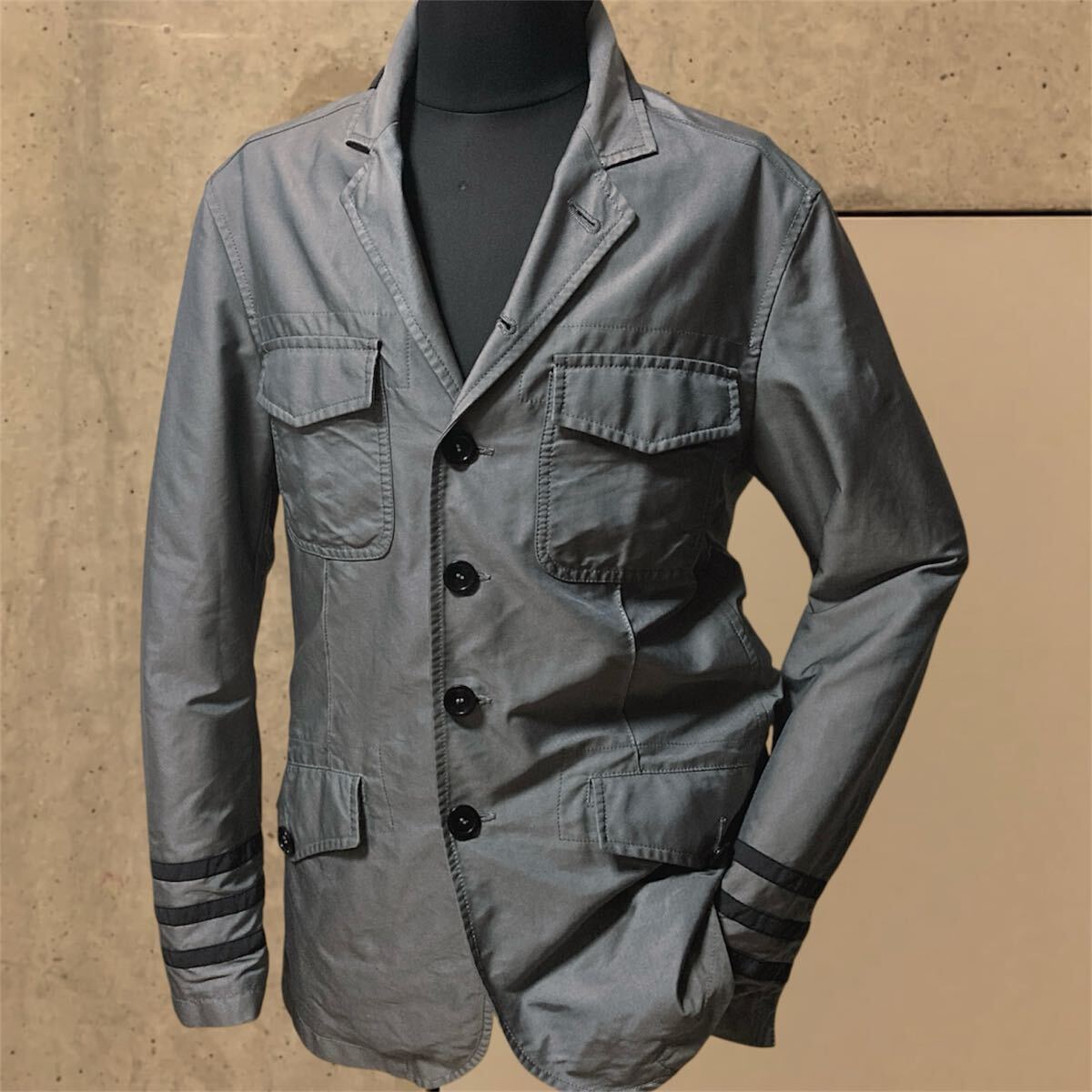 【美品】アルマーニコレッツィオーニ・ロングコート・アルパカ混・グレー・M相当 美品】アルマーニコレッツィオーニ・ロングコート・アルパカ混