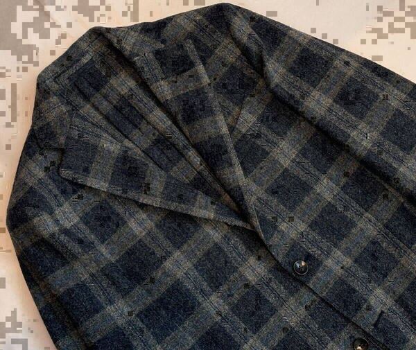 状態良好 LARDINI ラルディーニ サイズ 44 S〜M テーラードジャケット グレー系 チェック ウール 100% イタリア製 ジャケット送料無料