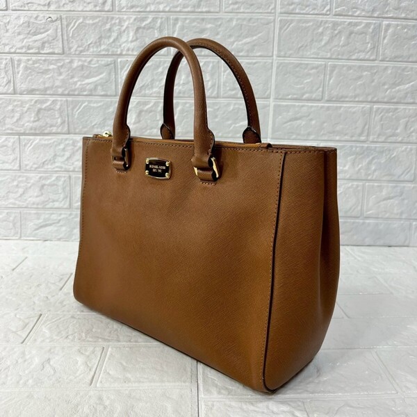 マイケルコース Michael Kors トートバッグ ハンドバッグ ブラウン 茶色 ゴールド金具 ロゴ 通勤 通学 ビジネス 美品 肩掛け 2way レザー