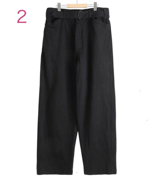 【新品未使用】25ss COMOLI ベルテッドデニムパンツ 2 ブラック パンツ