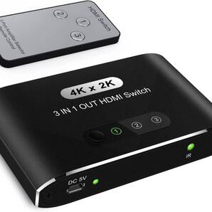 HDMI 切替器 3入力1出力 HDMI セレクター HDMI 分配器 自動/手動切り替え リモコン長距離操作 4Kx 2K/1080p/3D視覚効果 金メッキポート搭載