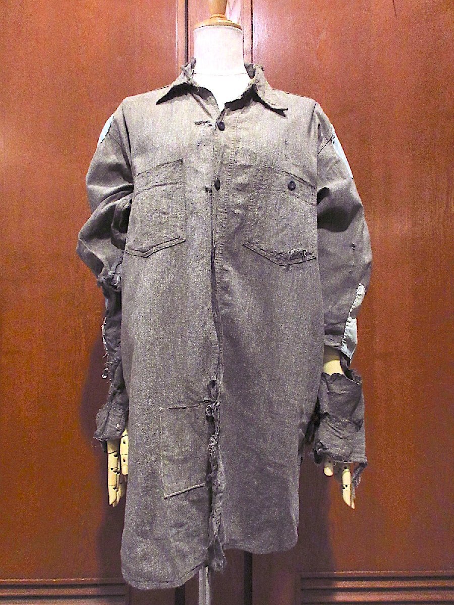 ビンテージ40’s●マチ付き長袖ブラックシャンブレーシャツsize 15 1/2