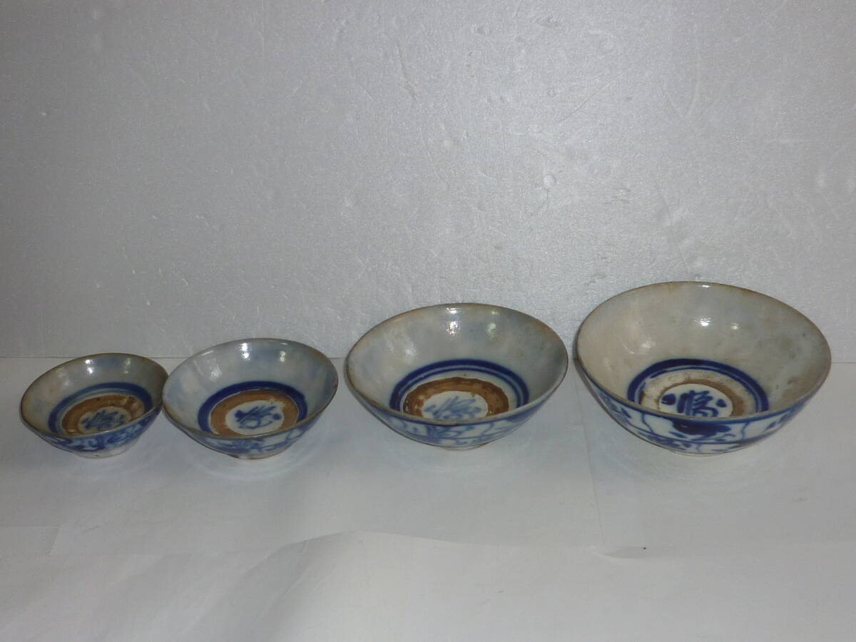 安南茶碗　古陶磁　くらわんか　青花　太白焼　中国美術　呉須 安南茶碗 古陶磁 くらわんか 青花 太白焼 中国美術 呉須