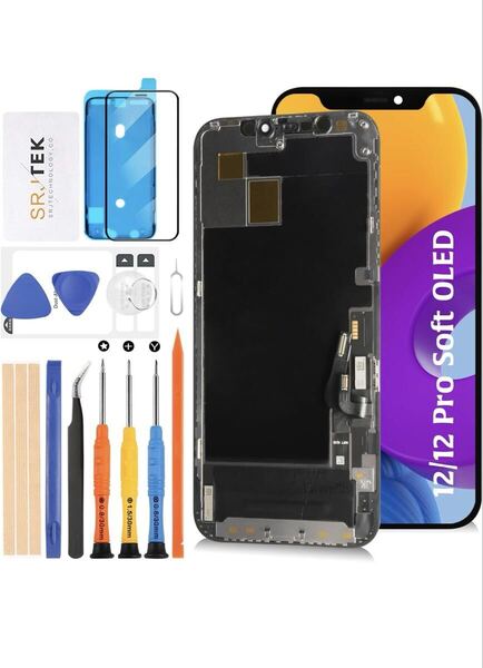 SRJTEK For iphone 12/12 Pro 『Soft OLED』 液晶パネル 画面交換修理用 タッチパネルセット 6.1インチ モデルに対応 LCDディスプレイ