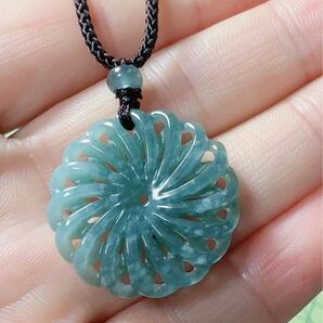 R2-01729天然本翡翠《本物保証》 藍水ひすいペンダント 一点物 魔除け 昇進 成功 風水 金運 財運 幸運 幸福 縁起物 パワーストーン