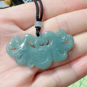 R2-01716-1 天然本翡翠《本物保証》「鳳凰」ペンダント 一品一図 高品質 一点物 魔除け 昇進 成功 風水 金運 財運 幸運 幸福 縁起物