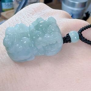 R2-01742天然本翡翠 《保証保証》貔貅ペンダント ミャンマー天然石 一点物 希少 縁起物 お守り 金銭運 パワーストーン