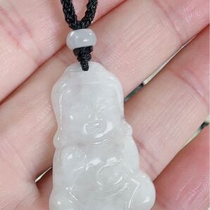 R2-01727本翡翠 《本物保証》翡翠ペンダント 白ヒスイ 天然石 一点物 ネックレス パワーストーン お守り Aジェダイト 縁起物